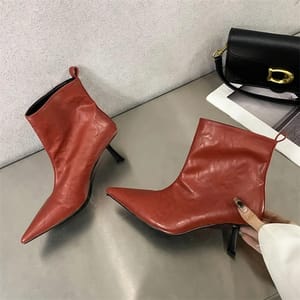Pointed Toe Slip-On Ankle Boots for Women Party Wear