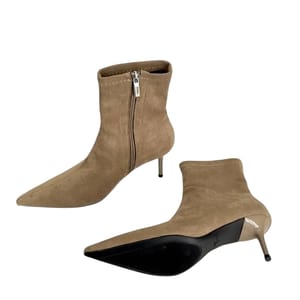 Pointed Toe Zipper Ankle Boots for Women Spring Autumn