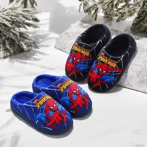 Cartoon Spider Print Cotton Slippers for Kids Winter Comfort