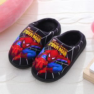 Cartoon Spider Print Cotton Slippers for Kids Winter Comfort