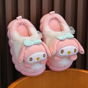 Cute Cartoon Winter Mule Slippers for Kids and Teens