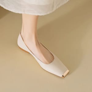Square Toe Leather Ballerinas Flats for Office and Daily Wear Aiyuqi - Women's Ballerinas 4