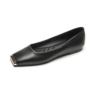 Square Toe Leather Ballerinas Flats for Office and Daily Wear
