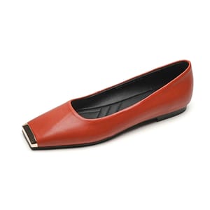 Square Toe Leather Ballerinas Flats for Office and Daily Wear