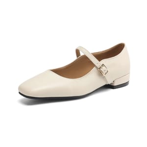 Square Toe Microfiber Mary Jane Flats for Office and Daily Wear