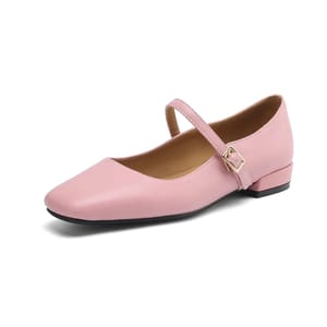 Square Toe Microfiber Mary Jane Flats for Office and Daily Wear
