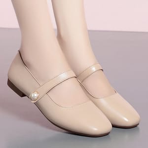 Square Toe Leather Mary Jane Loafers with Vintage Style Comfort