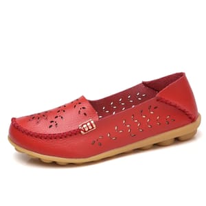 Elegant Genuine Leather Ballet Flats with Metal Floral Accent