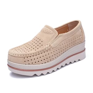 Flat Platform Suede Moccasins with Fringed Leather Detail