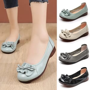 Slip-On Genuine Leather Flats with Thick Sole for Casual Wear