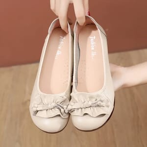 Slip-On Genuine Leather Flats with Thick Sole for Casual Wear