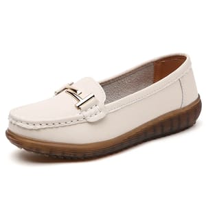 Genuine Leather Slip-On Loafers with Soft Sole for Women