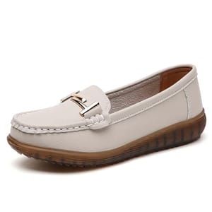 Genuine Leather Slip-On Loafers with Soft Sole for Women