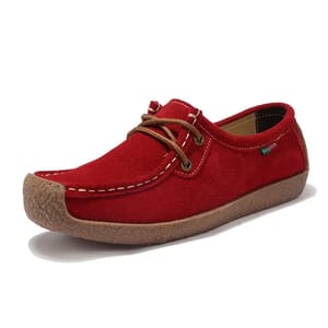 Suede Finish Leather Lace-Up Flats for Effortless Everyday Wear