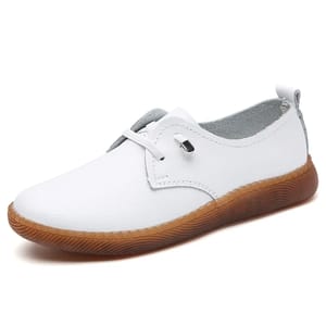 Genuine Leather Lace-Up Flats for Women with Breathable Design
