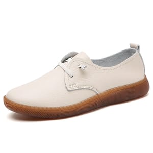 Genuine Leather Lace-Up Flats for Women with Breathable Design