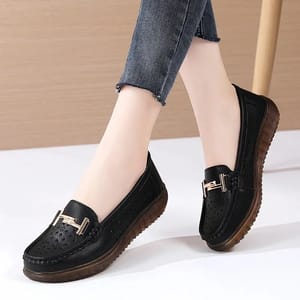 Genuine Leather Slip-On Loafers with Soft Flexible Comfort Sole