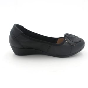 Genuine Leather Wedge Heels with Bow Slip-On Design