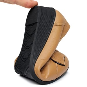 Genuine Leather Wedge Heels with Bow Slip-On Design