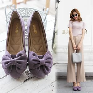 Chic Microfiber Moccasin Flats with Bow and Soft Insole