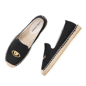 Hand-Painted Hemp Ballet Flats with Cotton Lining Stitching