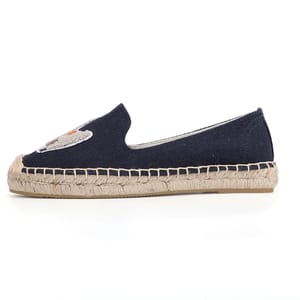 Embroidered Hemp Platform Espadrilles with Rubber Outsole