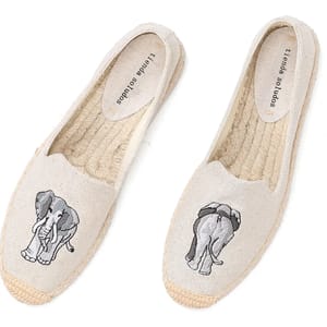 Embroidered Canvas Espadrille Loafers with Floral Print