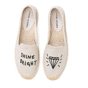 Hand-Painted Espadrille Flats with Embroidered Round Toe Design