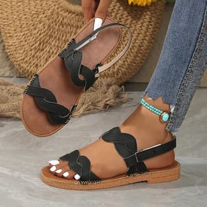 Woven Flat Gladiator Sandals with Back Strap for Women Woven Flat Gladiator Sandals with Back Strap for Women
