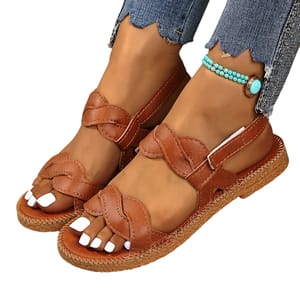Woven Flat Gladiator Sandals with Back Strap for Women