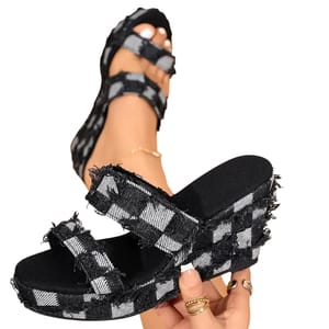 Vintage Denim Platform Wedge Sandals for Summer Street Style