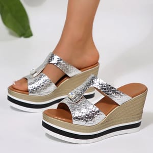 Elegant Chunky Platform Wedge Sandals with Open Peep Toe