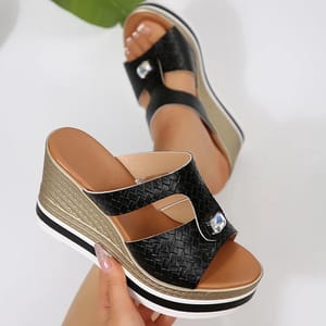Elegant Chunky Platform Wedge Sandals with Open Peep Toe