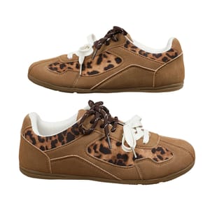 Leopard Pattern Lace Up Sneakers with Soft Sole