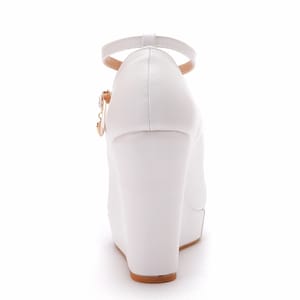 Elegant Platform Wedge Pumps with Cross Ankle Strap