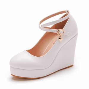 Elegant Platform Wedge Pumps with Cross Ankle Strap