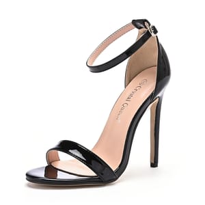 Elegant Patent Leather High Heel Sandals with Ankle Strap