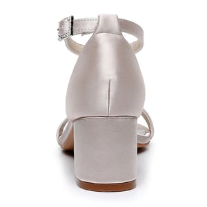Elegant Silk Square Heel Women’s Buckle Strap Evening Sandals Crystal Queen - Women's High-Heel Sandals 4