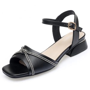 Genuine Leather Gladiator Sandals with Square Heel for Women