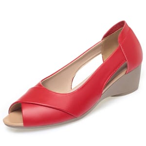 Elegant Wedge Heel Leather Sandals with Open Toe Design