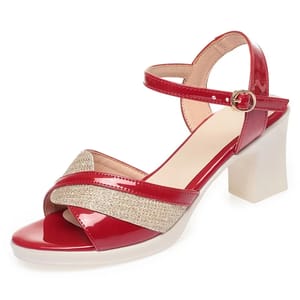 Elegant Patent Leather High Heel Sandals with Open Toe Design