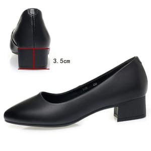 Elegant Square Heel Leather Pumps for Women Office Wear