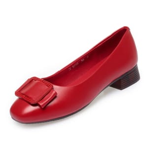 Elegant Genuine Leather Dress Pumps with Comfortable Square Heels