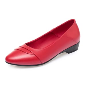 Elegant Genuine Leather Slip-On Pumps with Square Heel Comfort