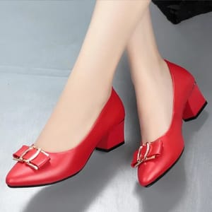 Elegant Women's Mid-Heel Pointed Toe Genuine Leather Pumps