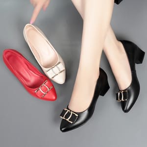 Elegant Women's Mid-Heel Pointed Toe Genuine Leather Pumps