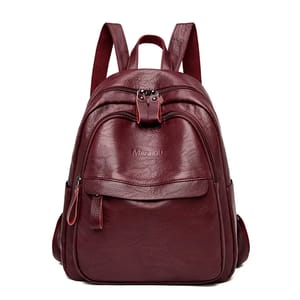 Stylish Women’s Leather Backpack with Large Capacity and Compartments
