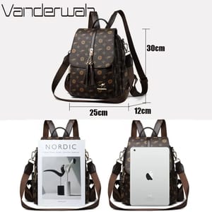 Stylish Leather Backpack with Tassel Design and Large Capacity