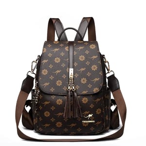 Stylish Leather Backpack with Tassel Design and Large Capacity