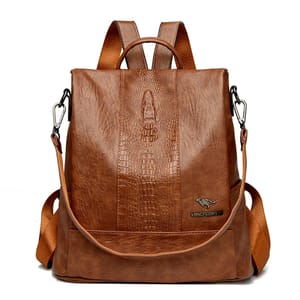 Stylish Crocodile Pattern Leather Backpack with Large Capacity